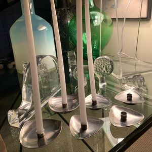 MCM Danish design 1960s 2 stainless steel candle holder sets Made in Denmark